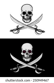 vector pirates sign on white and on black background