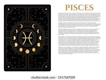 vector pisces signs on black and gold