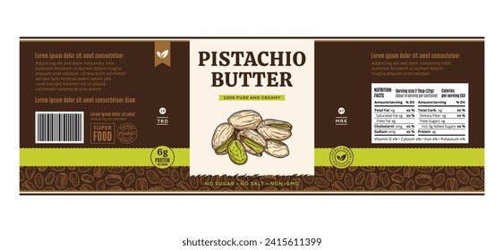 Plantilla de diseño de etiqueta de mantequilla de pistacho vector