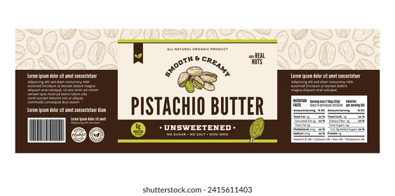 Vector pistachio butter label or packaging design template