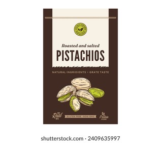 Vector pistachio nut packaging design template. Vector pistachio nut illustration