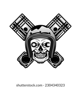 vector piston skull head with wrench eye file EPS