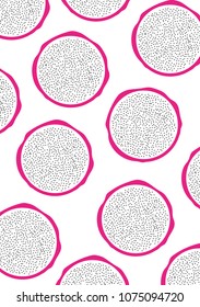 Vector pitahaya exotic fruit pattern on the white background