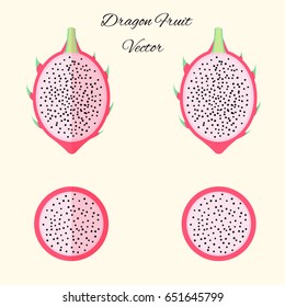Vector pitahaya exotic fruit set in flat style isolated
