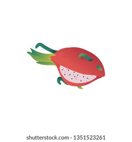 Vector pitaya gradon fruit cartoon icon. Tropical asian food for summer party, seaside vacation design. Healthy food full of vitamins. Natural fresh ingredient for dieting menu. Isolated illustraiton