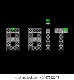 Vector pixel art 8 bit sign for game app web and advertise