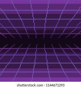 Vector pixel art of 80s Retro sci-Fi background. Pixel art background. 8bit
