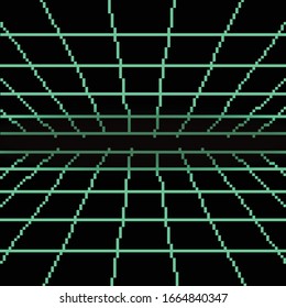 Vector pixel art of 80s Retro sci-Fi background. Pixel art background. 8bit