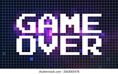 Vector pixel art 8-bit background with message