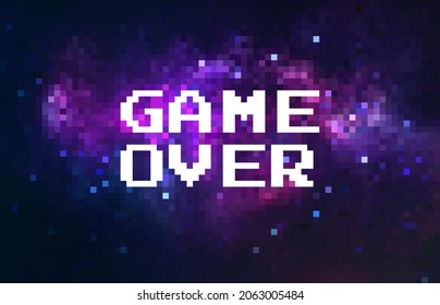 Vector pixel art 8-bit background with message