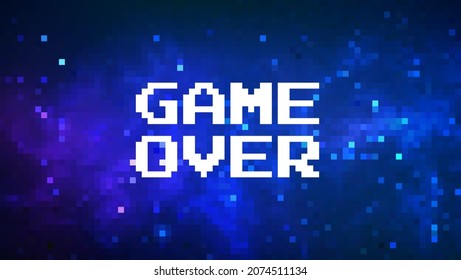 Vector pixel art 8-bit background with message Game Over