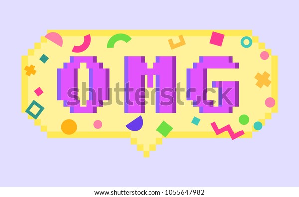 Vector Pixel Art 8bit Omg Sticker Stock Vector Royalty Free