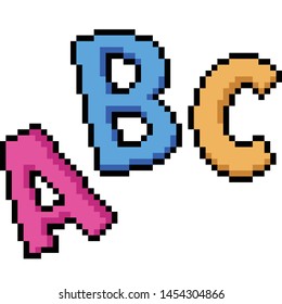 vector pixel art abc isolated cartoon