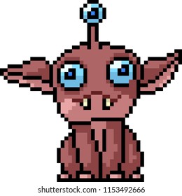 Vector Pixel Art Alien Dog Isolated Cartoon