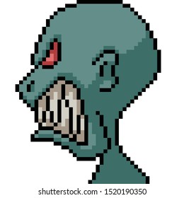 vector pixel art alien monster isolated cartoon