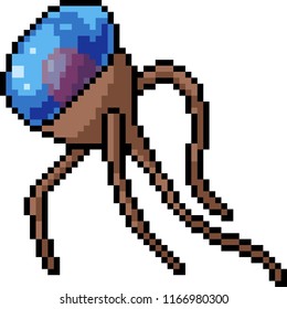 vector pixel art alien parasite isolated cartoon
