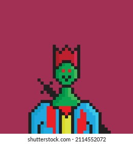 vector pixel art alien space suit isolated cartoon