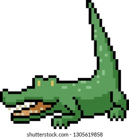vector pixel art alligator isolated cartoon