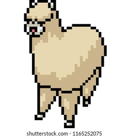 vector pixel art alpaca isolated cartoon