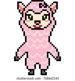 vector pixel art alpaca isolated