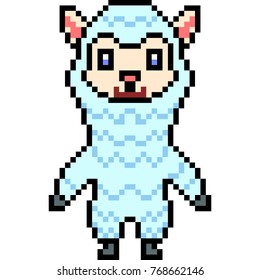 vector pixel art alpaca isolated