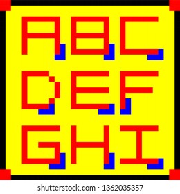 Vector pixel art alphabet set in pretty colors