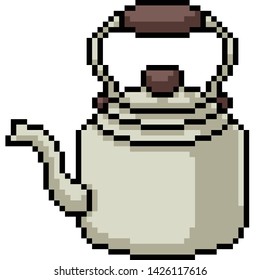 vector pixel art aluminum pot isolated cartoon