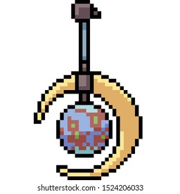 vector pixel art amulet isolated cartoon