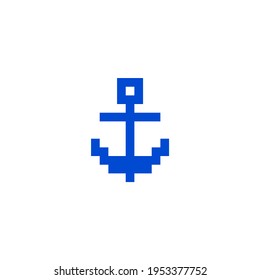 vector pixel art anchor isolated cartoon