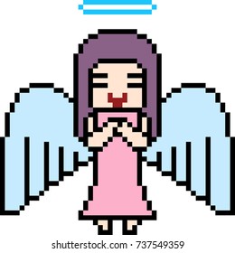 vector pixel art angel isolated