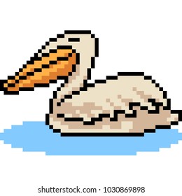 arte vetorial em pixel animal pelicano isolado cartoon