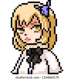 vector pixel art anime girl isolated cartoon
