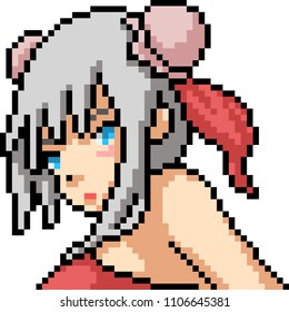 vector pixel art anime girl isolated cartoon
