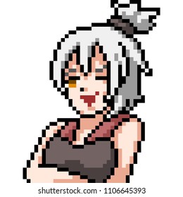 vector pixel art anime girl isolated cartoon
