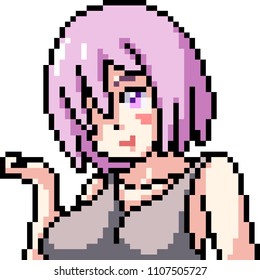 vector pixel art anime girl isolated cartoon
