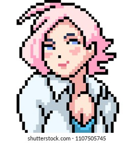 vector pixel art anime girl isolated cartoon
