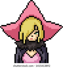 vector pixel art anime girl isolated cartoon