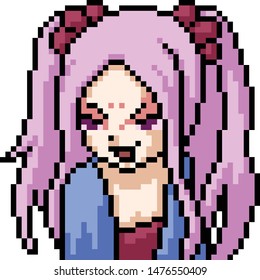 vector pixel art anime girl isolated cartoon