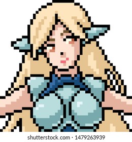 vector pixel art anime girl isolated cartoon