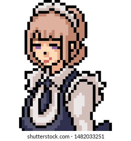 vector pixel art anime girl isolated cartoon