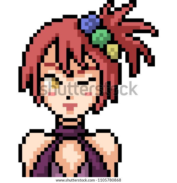 Vector Pixel Art Anime Girl Isolated Stock Vector Royalty Free