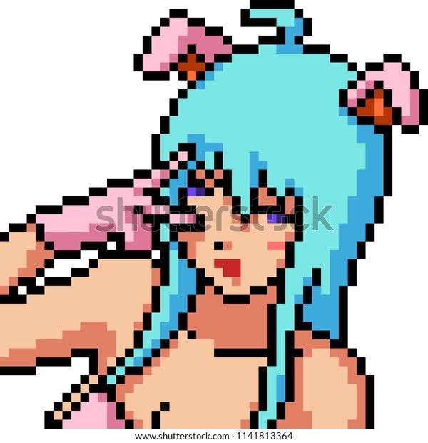 Vector Pixel Art Anime Girl Isolated Stock Vector Royalty Free