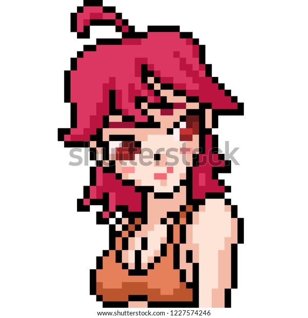 Vector Pixel Art Anime Girl Isolated Stock Vector Royalty Free