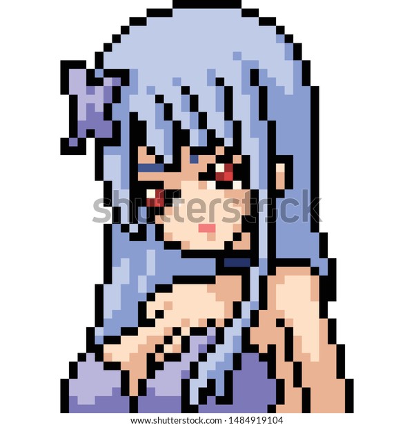 Vector Pixel Art Anime Girl Isolated Stock Vector Royalty Free