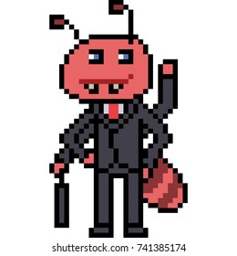 vector pixel art ant isolated
