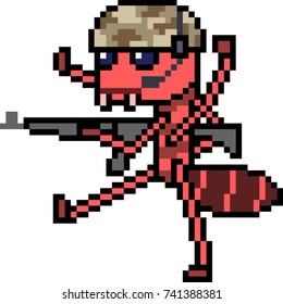 vector pixel art ant soldier isolated