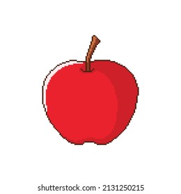 vector pixel art apple bite isolated