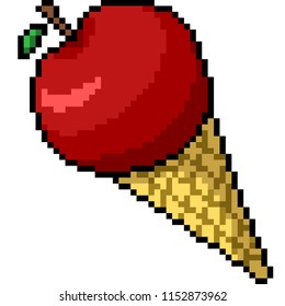vector pixel art apple ice cream isolated cartoon