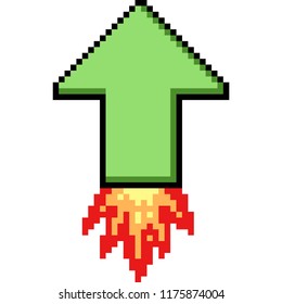 vector pixel art arrow raise isolated cartoon
