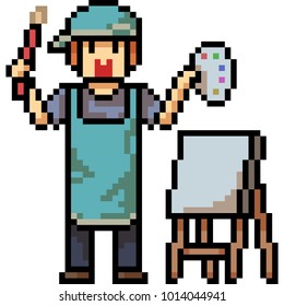 vector pixel art artist isolated